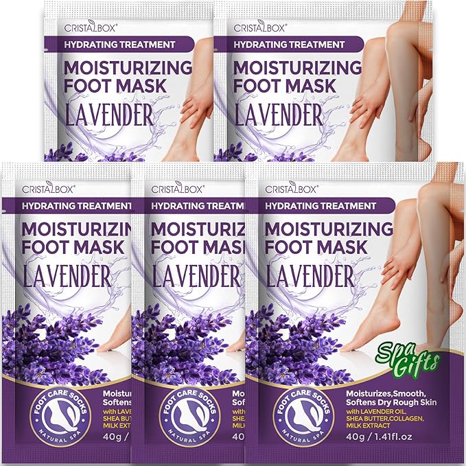 Moisturizing Foot Mask 5 Pack,Hydrating Foot Masks for Dry Cracked Feet,Moisturizing Socks Dry Skin Moisturizer for Soft and Smooth Touch Feet,Foot Care Spa Gifts for Women Men Valentines Gifts