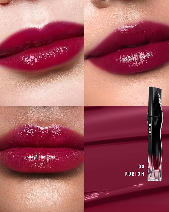 Stellar Dust Lip Stain 08 Rubion, Waterproof Transfer-Proof Lip Gloss, Ruby Purple Red Tinted Glossy Finish, High-Pigment Vibrant, Hydrating Lightweight Long-Lasting Lip Makeup for Women