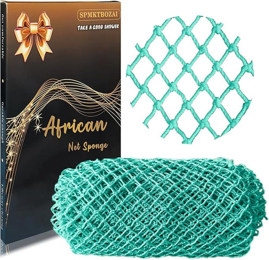African Net Sponge Authentic, African Exfoliating Sponge Real African Net Black Owned, African Bath Sponge Back Scrubber, Body Exfoliator Shower Bath Accessories (Mint Green)