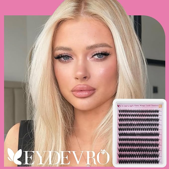 EYDEVRO Fairy Lash Clusters 80D Eyelash Clusters Wispy Clusters Eyelash Extensions Individual Lashes10-16mm Cluster Lashes Volume DIY Lash Extensions Eyelash Extensions at Home