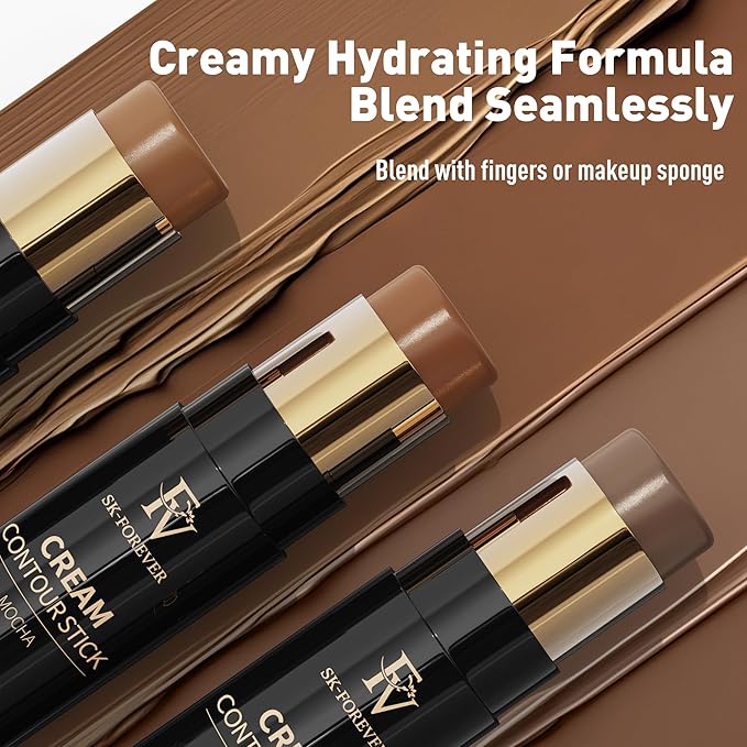 FV Contour & Bronzer Stick - 2-in-1 for Sculpting & Warmth | Natural Matte Finish, Creamy & Blendable, Waterproof & Long-Lasting Formula, Beginner Friendly, Cruelty-Free, Shade 02 Mocha