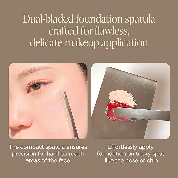 Piccasso Brush Korean Foundation Spatula – Professional Stainless Steel Makeup Tool for Thin, Seamless Foundation & Cream Blending (Spatula Set)