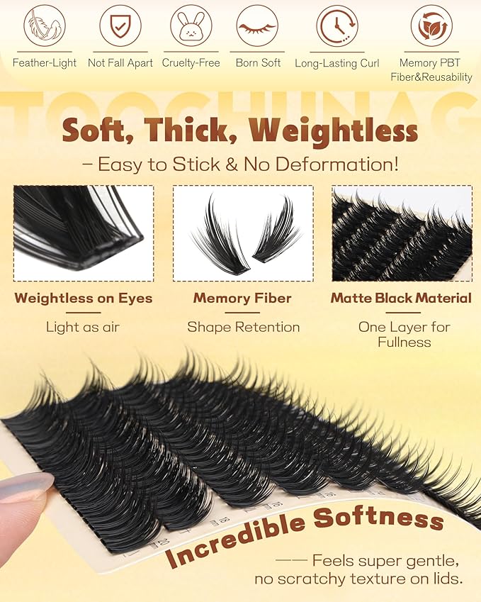 Spiky Manga Lash Clusters 12-20mm Anime Eyelash Clusters 300pcs Cluster Eyelash Extensions Fairy Eyelashes Cluster with Bottom Individual Lashes 80D+100D Volume DIY Lash Extension by TOOCHUNAG