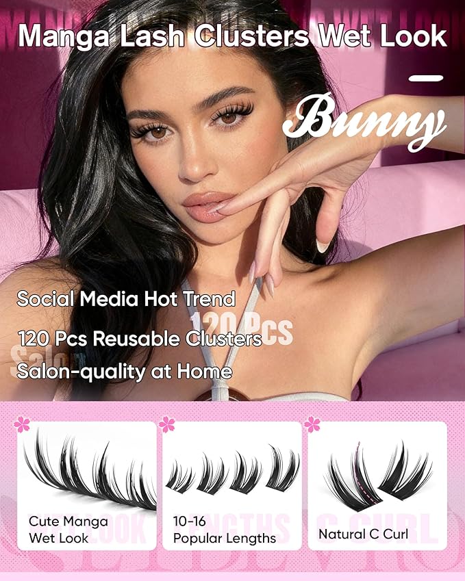 EYDEVRO Manga Lash Clusters Kit Fairy Eyelash Clusters Kit Wet Look Anime Cluster Eyelash Extensions Kit 10-16mm Natural Wispy DIY Lash Extension Kit Waterproof Lash Bond and Seal Tweezers Brush