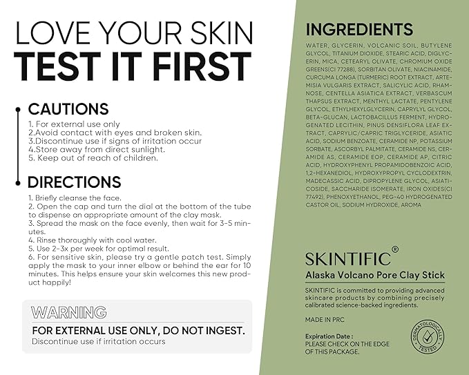 Mugwort Clay Stick Mask for Face, Mud Masks with Centella, Salicylic Acid, Gentle Exfoliation, Vegan Korean Skincare Wash-Off Facial Mask for Sensitive Skin