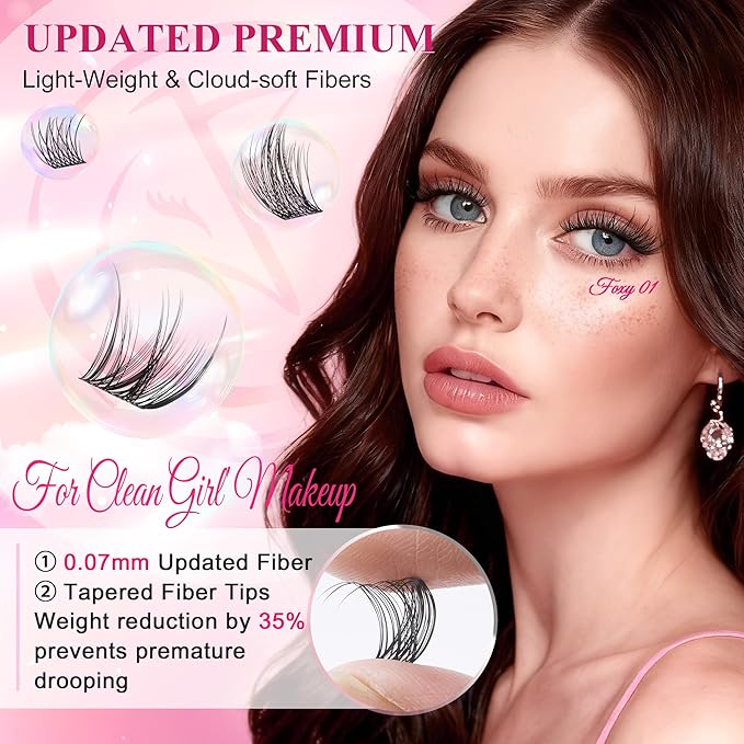 Lash Clusters Lash Clusters kit 536PCS Lashes 30D40D Lash Extension Kit Wispy Natural D Curl EyeLashes Clusters DIY At Home
