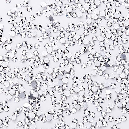 3000Pcs Silver Crystal Rhinestones,Glass Flatback Rhinestones Gemstones Mini for Nail Face Makeup Art Crafts Clothes Decoration -(SS6,2.0mm,Silver)