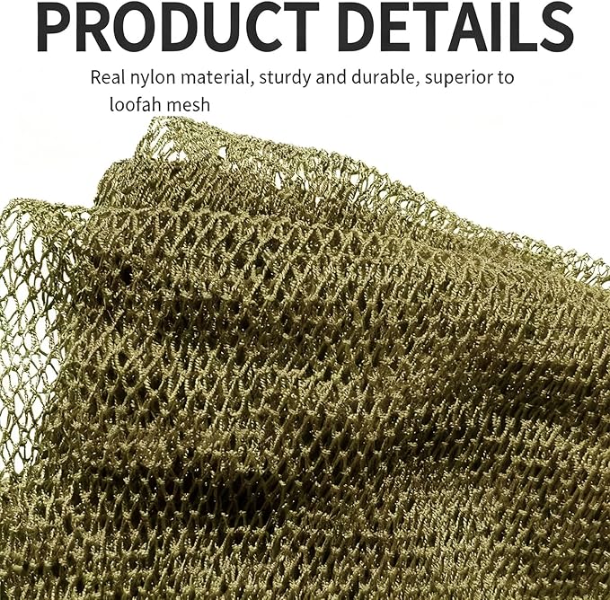 African Net Sponge Authentic, African Exfoliating Sponge Real African Net Black Owned, African Bath Sponge Back Scrubber, Body Exfoliator Shower Bath Accessories (Khaki)