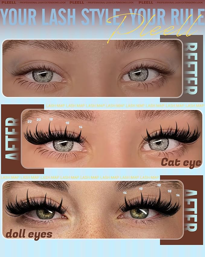 Lash Clusters Volume Manga Eyelash Clusters With Spikes Anime Cluster Eyelash Extensions 14-22mm D curly Individual Lashes Natural Volume Cluster Lashes Wet Look