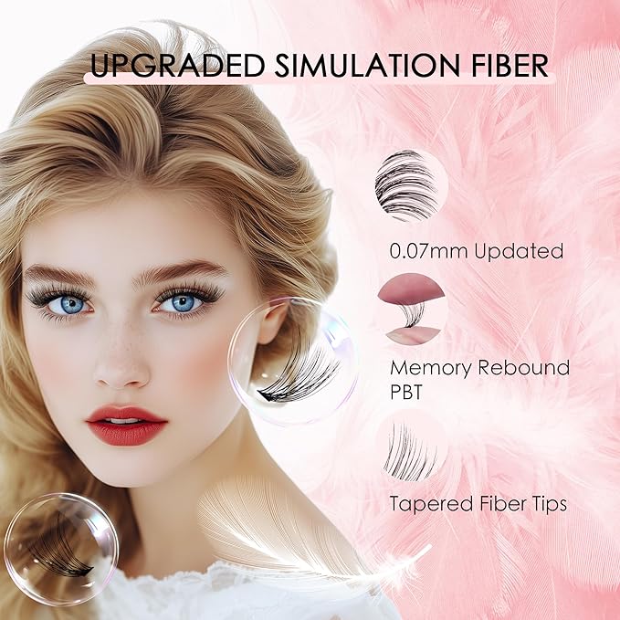 Lash Clusters Kit with Bottom Lashes, Lash Extension Kit With 30D40D50D60D Fluffy Upper Wispy Lash Clusters & 2 Type Bottom Lash Clusters,EyeLash Extension Kit with Black Bond & Clear Glue 2 In 1