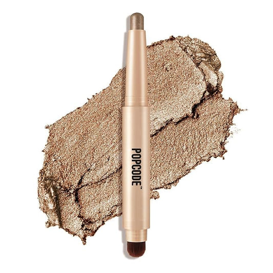 Cream to Powder Waterproof Eyeshadow Stick, Longwear, Easy-to-Apply, Smudge-Proof Shimmer Eyeshadow Pencil (002 Cool Bronze Shimmer)