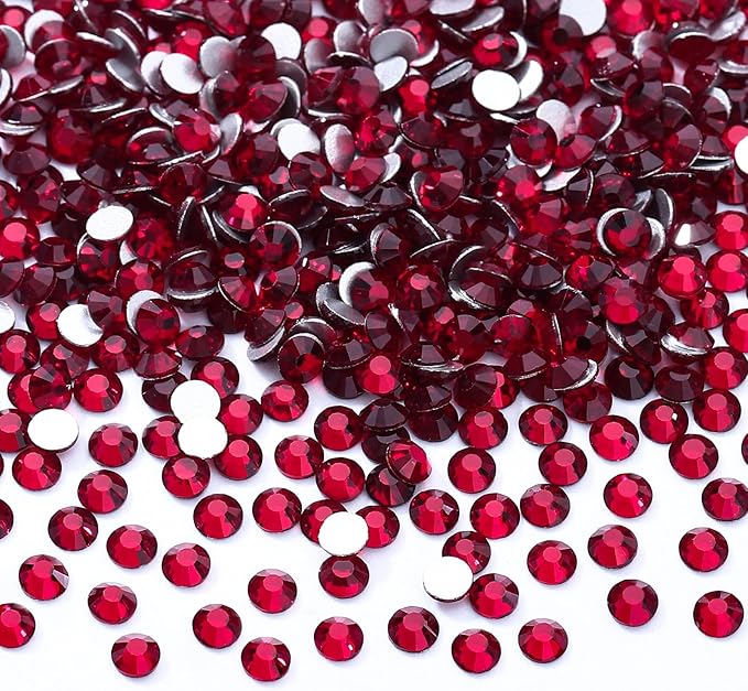 Meibite Siam Flatback Rhinestones, Glass Rhinestones for Nail Art and Craft, Glue Fix, Loose Crystal Gemstones(Siam, SS4, 2880pcs, 1.5-1.7mm)