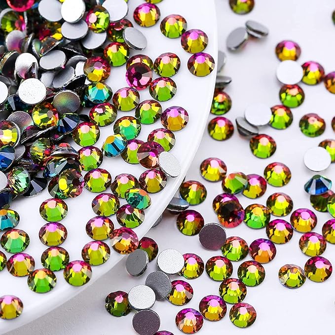Novani Rhinestones 3000Pcs Flatback Crystal Round Loose Gemstones Glass Rhinestones for Crafts Makeup Nail Art Clothes Shoes DIY Decorations(SS6, 1.9-2.0mm,Rainbow)