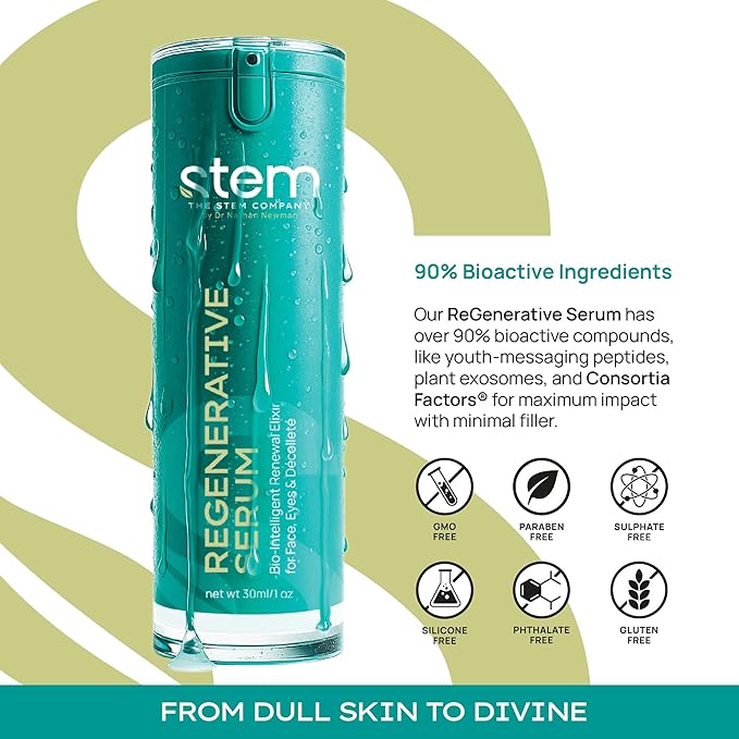 STEM Natural Intelligence 3 Pack ReGen³ Bundle, Face ReGenerative Serum for Women, Facial Moisturizer Skin Care Peptides Serum, Luxury Face Moisturizer for Women, Antioxidant Support Serums, 1 oz each
