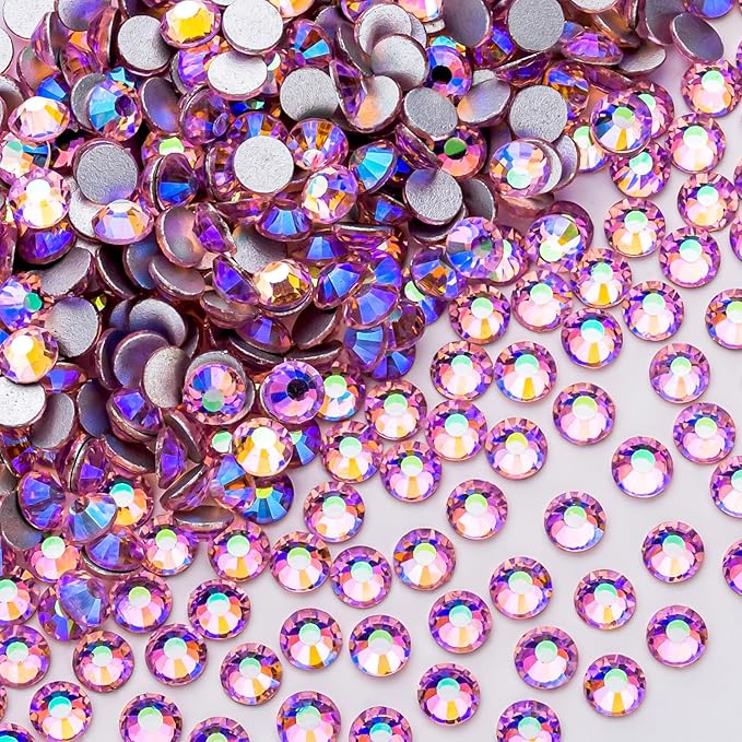 1440Pcs Pink AB Crystal Rhinestones,Glass Flatback Rhinestones Gemstones for Nail Face Makeup Art Crafts Clothes Decoration -(SS20,4.8mm,Pink AB)