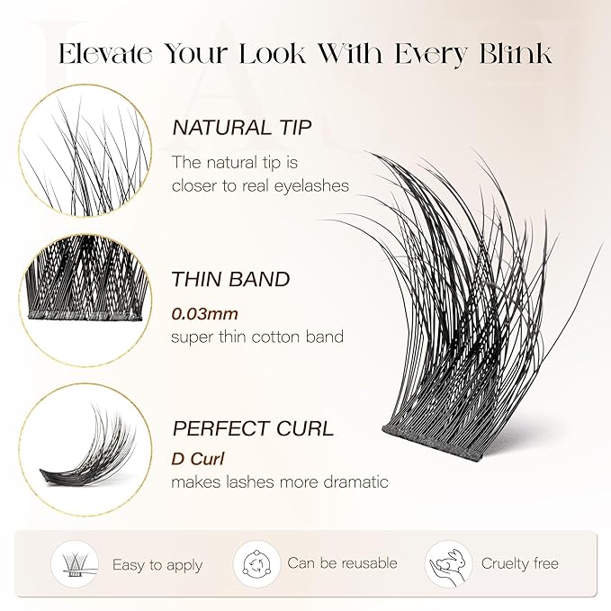 BEFER Lash Clusters, 180 Pcs D Curl Eyelash Clusters 3D Fluffy Volume Individual Lashes Extensions 10-16MM Cluster Eyelash Wispy Cluster Lashes DIY At Home(Enigma,FD09)