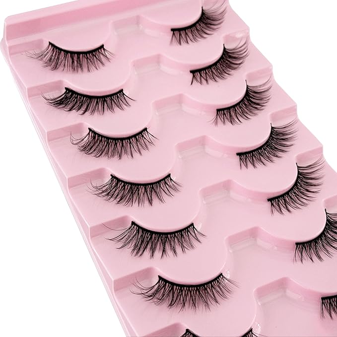 YASNAI Half Lashes Volume Lashes Wispy Cat Eye Look Natural Short Fake Eyelashes 7 Pairs Pack