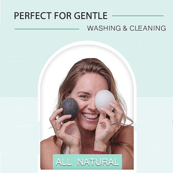 pureSOL Konjac Sponge - Original - Facial Sponge, Sponge, Eco-Friendly - Gentle Exfoliating Sponge, Deep Cleansing, Improved Skin Texture - Konjac Facial Cleansing Sponge