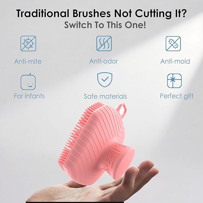 Face Scrubber & African Net, Silicone Exfoliating Brush for Men, Facial Cleansing Brush, Manual Waterproof Cleansing Skin Care, Blackhead Removing Pore Cleansing Massaging Face Brushes - Pink