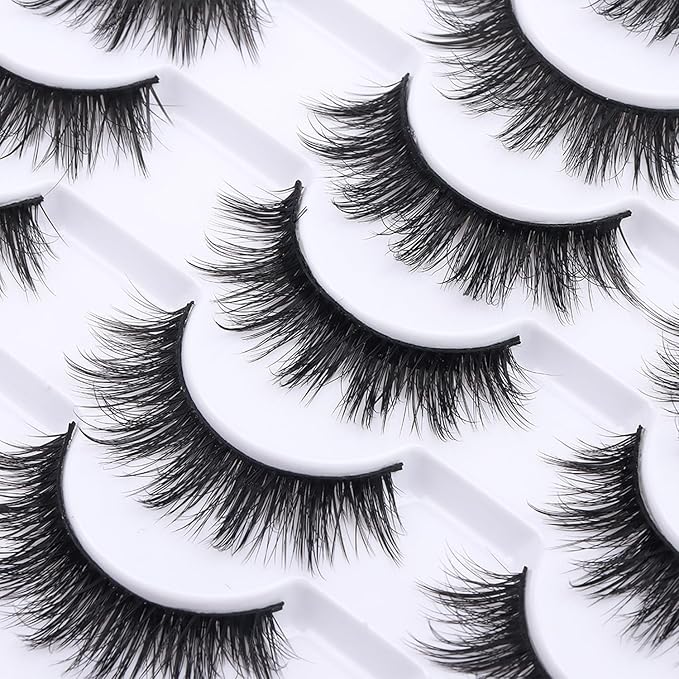 False Eyelashes 20 Pairs 16mm Long Lashes Manga Volume Look Wispy Lashes Faux Mink Lashes 3D Fluffy Cat Eye Lashes （style 20-068)