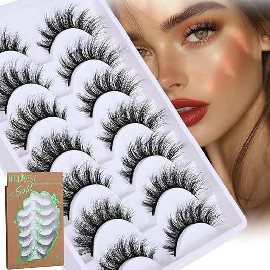 SinuVelve Manga Lashes 14mm Wispy Fake Eyelashes,Super Soft Natural Lash Strips For Everyday,False Lashes Cat Eye D Curl Thin Band, Pestañas Postizas Lashes Reusable 25 times By Hiklasy