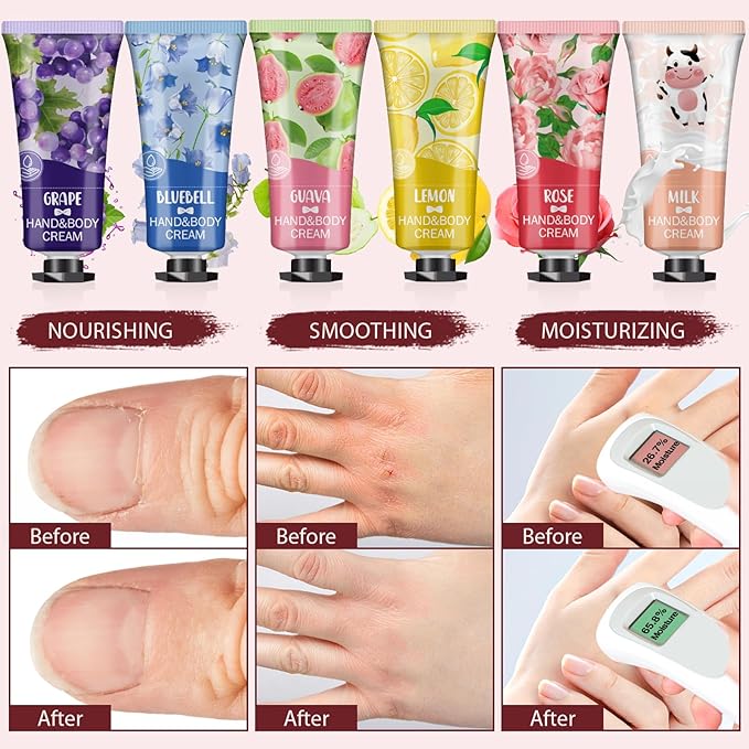 56 Pack Hand Cream Gifts Set, Valentines Day Gifts for Her, Bulk Hand Lotion Travel Size for Dry Cracked Hands, Mini Hand Lotion for Mothers Day Gifts, Bridal Shower Favors and Teacher Gifts for Women