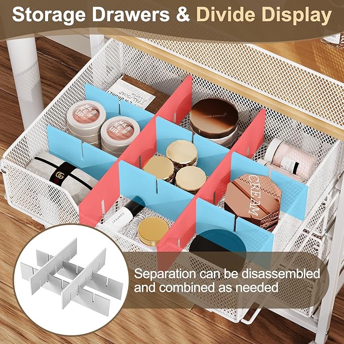 Makeup Cart Organizer with 4 Drawers, Large Floor Skincare Organizers, Vanity Storage Organizer Cosmetics Display Cases for Skin Care Perfume Nail Polish, White (Patent Pending)
