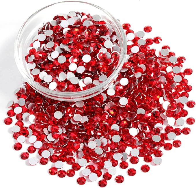 Beadsland Flatback Rhinestones Bulk,14400pcs Red Rhinestones for Crafts Clothes DIY Decoration, Light Siam, SS20, 4.6-4.8mm