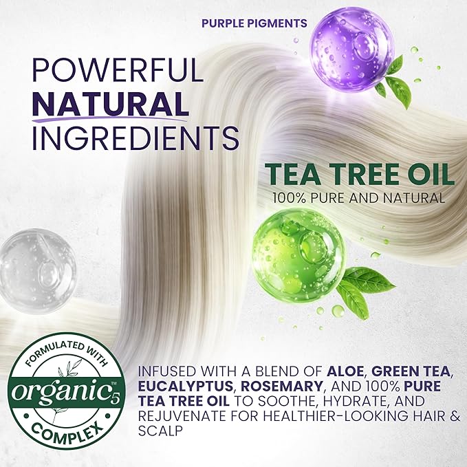 KESMEDIK Pure Silver Purple Hair Mask Toner with Tea Tree & Argan Oil, Deep Conditioner for Dry Damaged Bleached, Blonde White & Gray Hair, Relieves Itchy Scalp, Neutralizes Brassy & Yellow Tones | Hair Mask Toner, Deep Conditioner, Gray Hair Care, Blo...