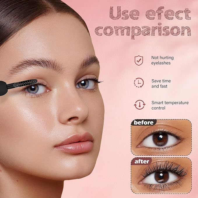 ShenlanBolt Heated Eyelash Curler for Women, Electric Lash Curler with 10s Fast Heating, 4 Adjustable Temp (65°C-95°C), 24H Curl, USB-C Rechargeable, Ergonomic Design, Travel-Friendly Makeup Tool Gift