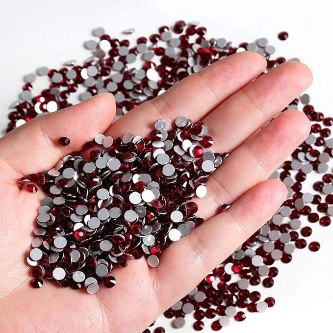 Beadsland Flatback Rhinestones Bulk,14400pcs Red Rhinestones for Nails Crafts Clothes DIY Decoration, Dark Siam, SS8,2.3-2.5mm