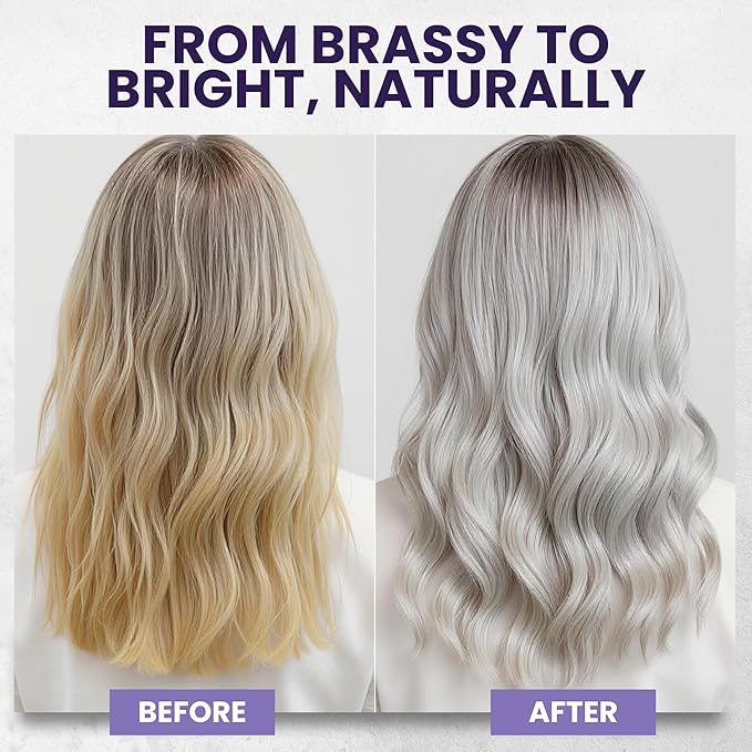 Pure Silver Purple Shampoo with Tea Tree Oil, Anti Brass Toner for Bleached, White, Blonde & Highlighted Hair, Gray Hair to Get Yellow Out, Refreshes Scalp, Sulfate Free, Women & Men, 16 fl oz