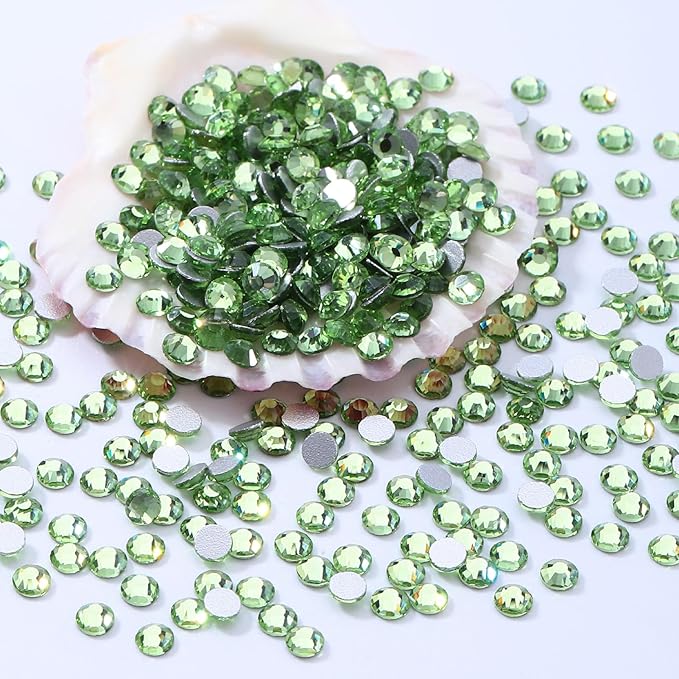Meibite Light Green Flatback Rhinestones, Glass Rhinestones for Nail Art and Craft, Glue Fix, Loose Crystal Gemstones(Lt.Green, SS20, 2880pcs, 4.6-4.8mm)