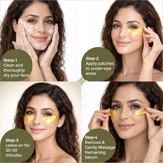 19/90 Under Eye Patches for Dark Circles & Puffiness – Hydrogel Eye Masks with Caffeine, Niacinamide & Collagen – Helps Reduce the Look of Bags & Fine Lines, Gold, (15 Pairs)