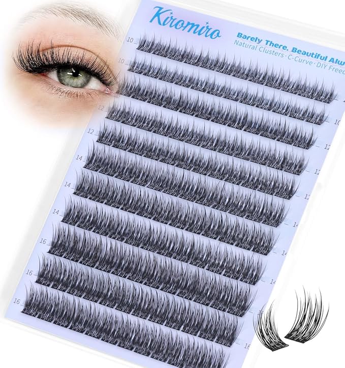 Kiromiro Wispy Lash Clusters Natural Cluster Eyelash Extensions 10-16mm Natural Lash Clusters with Thin Band Fairy Eyelash Clusters Soft DIY Cluster Lash Extensions 132pcs