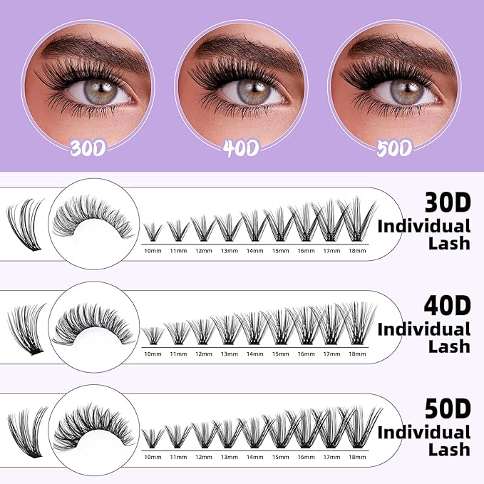 B&Qaugen Lash Clusters with Bottom Lashes 10-18mm 30D D Curl Individual Lashes Cluster Eyelash Clusters Wispy with 2 Styles Bottom Lash Extension DIY Lash Extensions at Home (30D-D-MIX10-18)