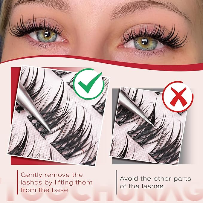 TOOCHUNAG Wispy Eyelash Clusters Manga Lashes Extensions 10-16mm Cluster Lashes Individual 144pcs CC Curly Natural Lash Clusters Wet Tip DIY Soft Cluster Eyelash Extensions