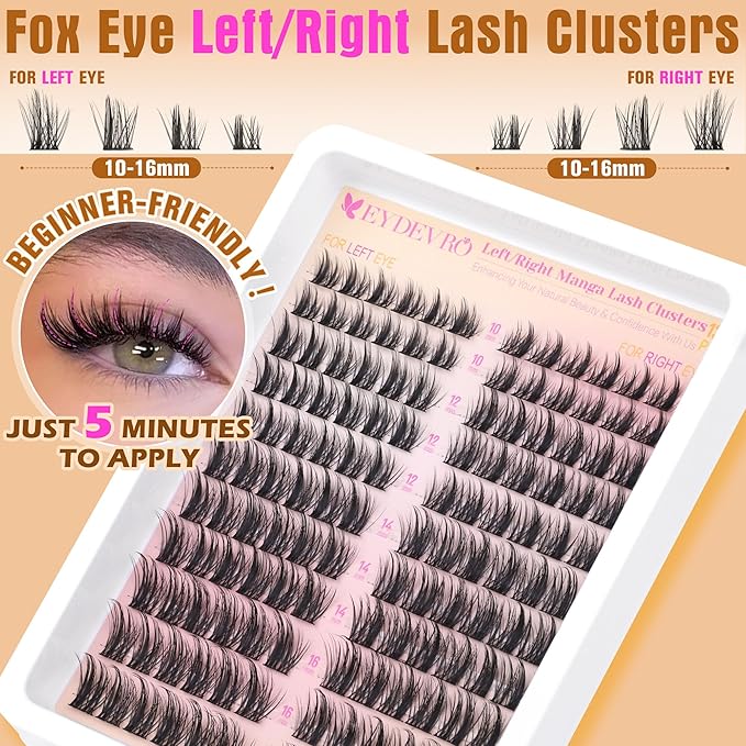 EYDEVRO Manga Lash Clusters Wispy Eyelash Clusters Anime Cluster Eyelash Extensions Natural DIY Lash Extensions Eyelash Extensions Cat Eye Individual Lashes