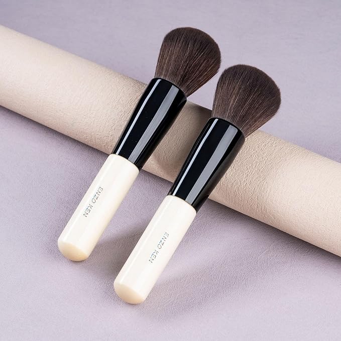 Natural Black Goat Hair Kabuki Powder Brush, Natural Hair Blush Brush & Contour Brush, Natural Face Powder Brush, Natural Bristle Makeup Brushes for Powder Contour and Bronzer (K804)
