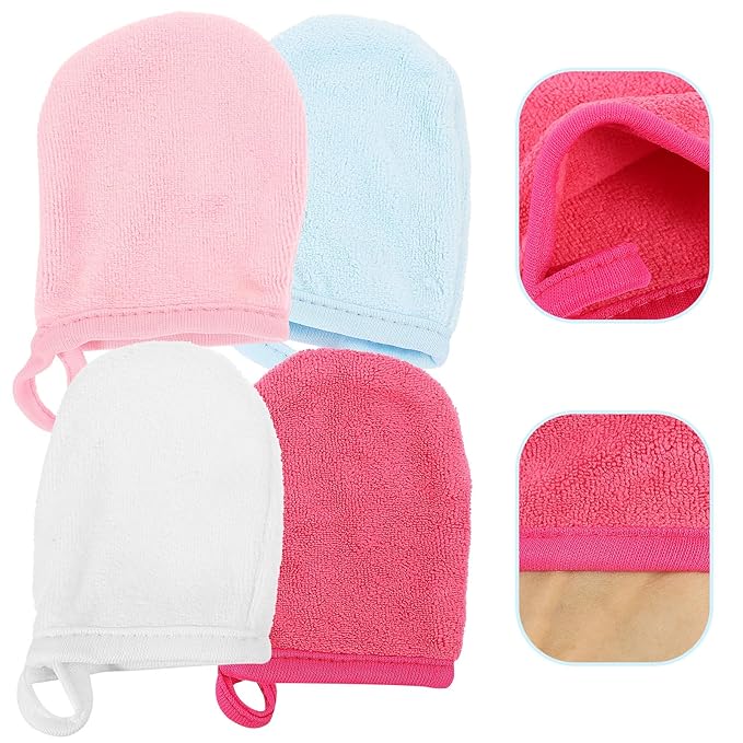 JHKNNK Reusable Makeup Remover Pads Mitt for Face, Eye, Lips, Microfiber Facial Cleansing Cloths, Efficient Pore Cleaning Face Wash Wipes for Skin Types,