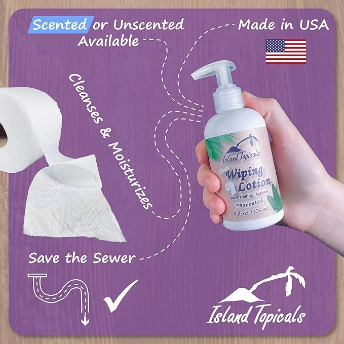 Wiping Lotion | Experience Clean | The Cleaner Way to use Toilet Paper | 8 Fl Oz Bottle (Unscented)