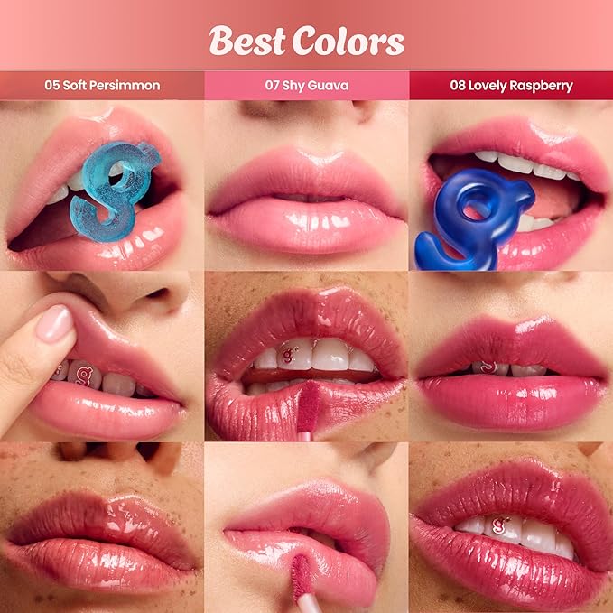 COLORGRAM Fruity Glass Tint 05 Sweet Persimmon | Korean Long Lasting & Waterproof Lip Stain | Glossy Dewy Lip Gloss, Highly Pigmented Subtle Coral Beige Shade with Glowing effect 0.11 Oz.