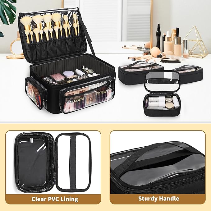 OCHEAL Hairstylist Traveling Case with a Large Makeup Travel Case with side Pocket for Hairstylist, Hairdresser Bag with Detachable Pouch,360° Rotatable Wheelsfor Hairdressing Tool Organizer