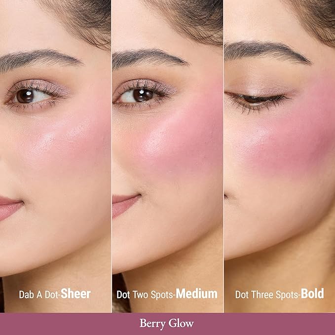 Exmiloo Liquid Blush for Cheeks, Lightweight Liquid Blush with Luminous Glow Sheer Finish, Blendable & Buildable Cool Toned Blush, Vegan & Cruelty-Free, Berry Glow