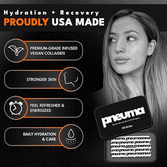 PNEUMA Vegan Collagen Strips - Overnight Skin Nourishment & Hydration Patches - Pain Free Removal, Hypoallergenic, Latex Free, Gentle Adhesive, Vitamin E Infused, 30 Count