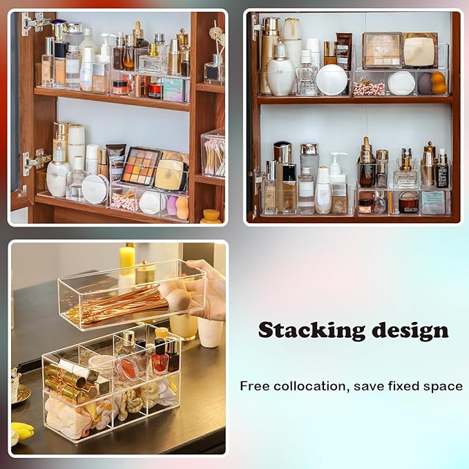 LONTOHCE Acrylic Organizer 4-piece Makeup Organizer Countertop For Drawers Organizer Storage Bathroom Organizers And Storage Is A Good Choice For Desktop Finishing (4)
