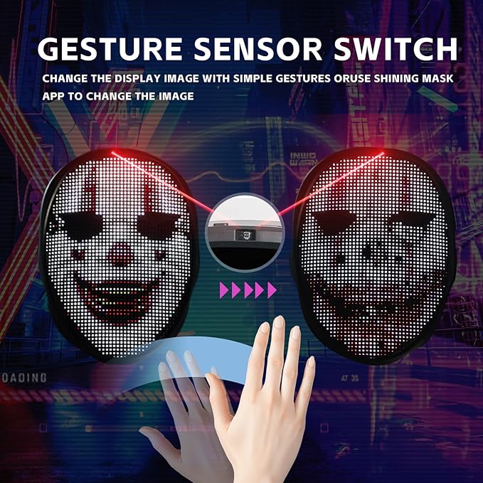 LED Mask with APP & Gesture Control - Perfect for Cosplay, Masquerade Balls & Party Costumes for Adult Unisex Mask