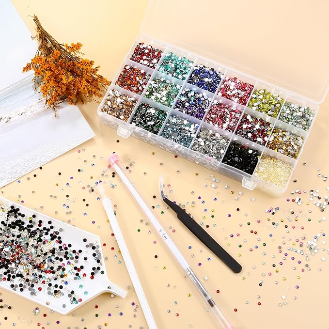 20454Pcs 4mm Mixed Color Flatback Rhinestones Kit for Nail Crafts DIY Decoration Non-hotfix Resin Round Shape Crystal