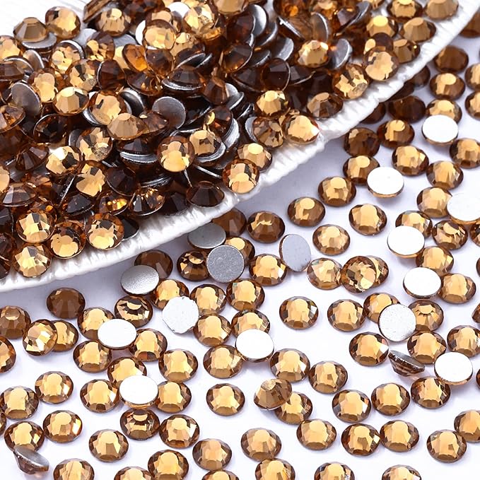 Meibite Topaz Flatback Rhinestones, Glass Rhinestones for Nail Art and Craft, Glue Fix, Loose Crystal Gemstones(Topaz, SS20, 1440pcs, 4.6-4.8mm)