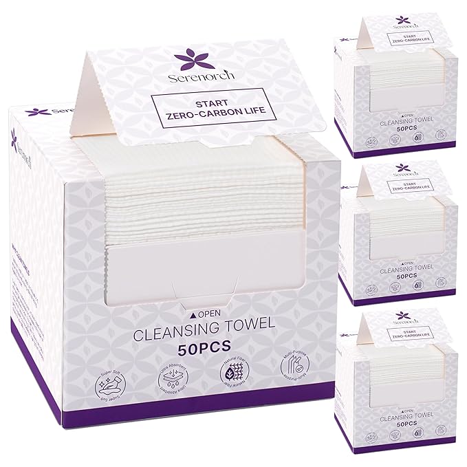 Serenorch Disposable Face Towels, 10" x 12", Ultra Thick Face Towelettes for Sensitive Skin, Extra Soft Makeup Remover Dry Wipes, 200 Count